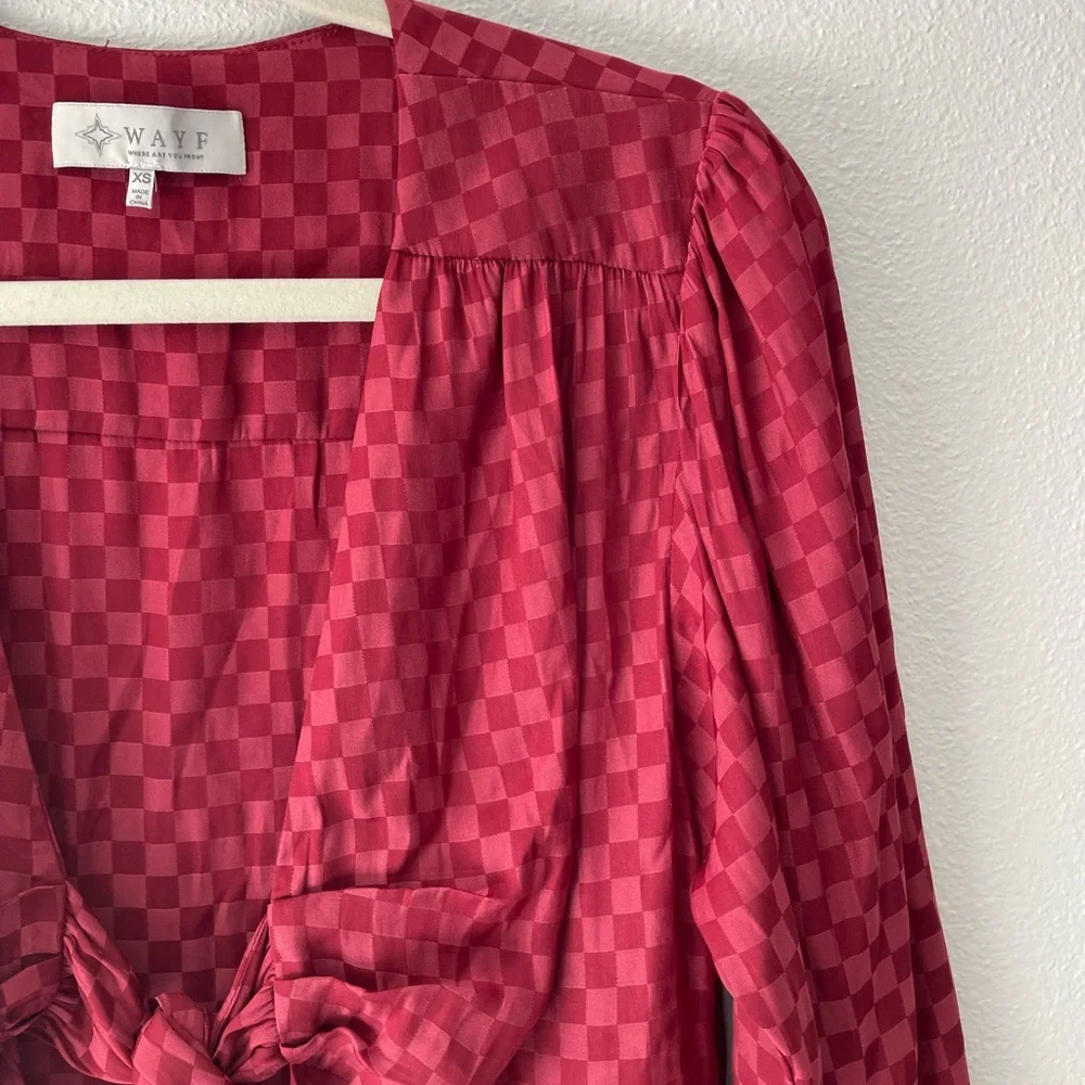 48• WAYF Long Sleeve Peplum Tie Front Blouse XS - Picture 5 of 10